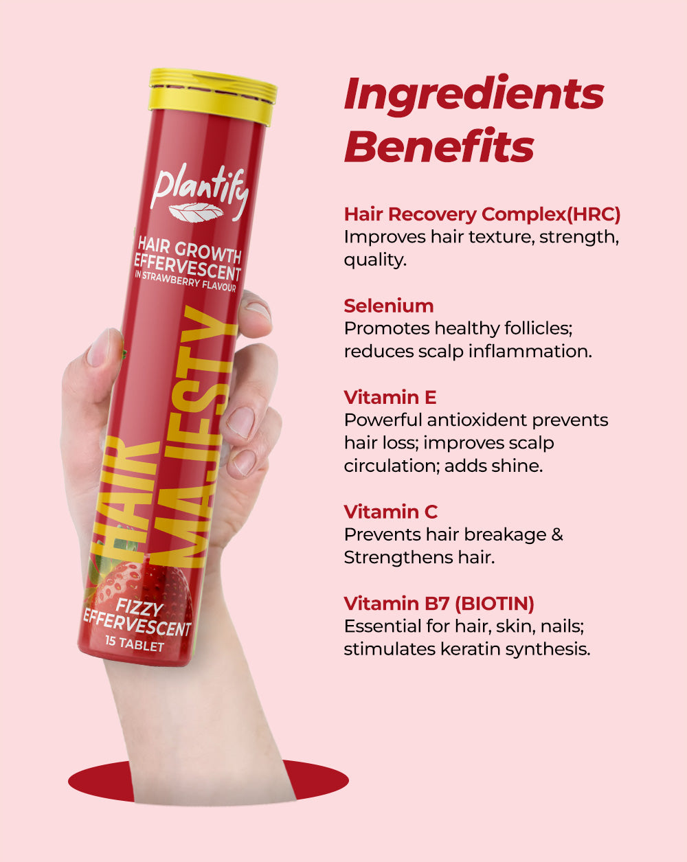 Hair Majesty Effervescent Tablets | Healthy Hair with Natural Biotin - Plantify