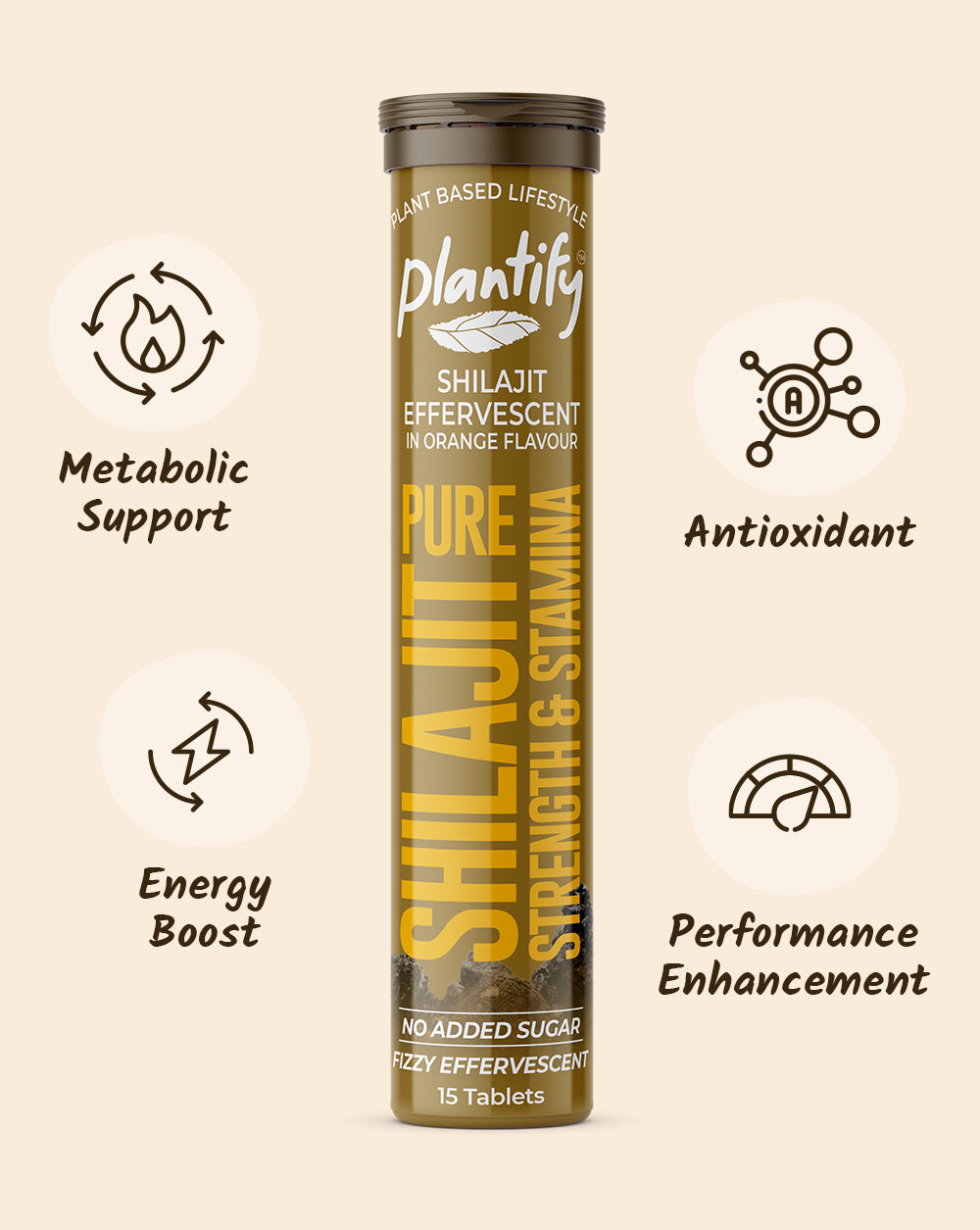 Pure Himalayan Shilajit Effervescent Tablets | Boost Energy & Vitality with Plantify